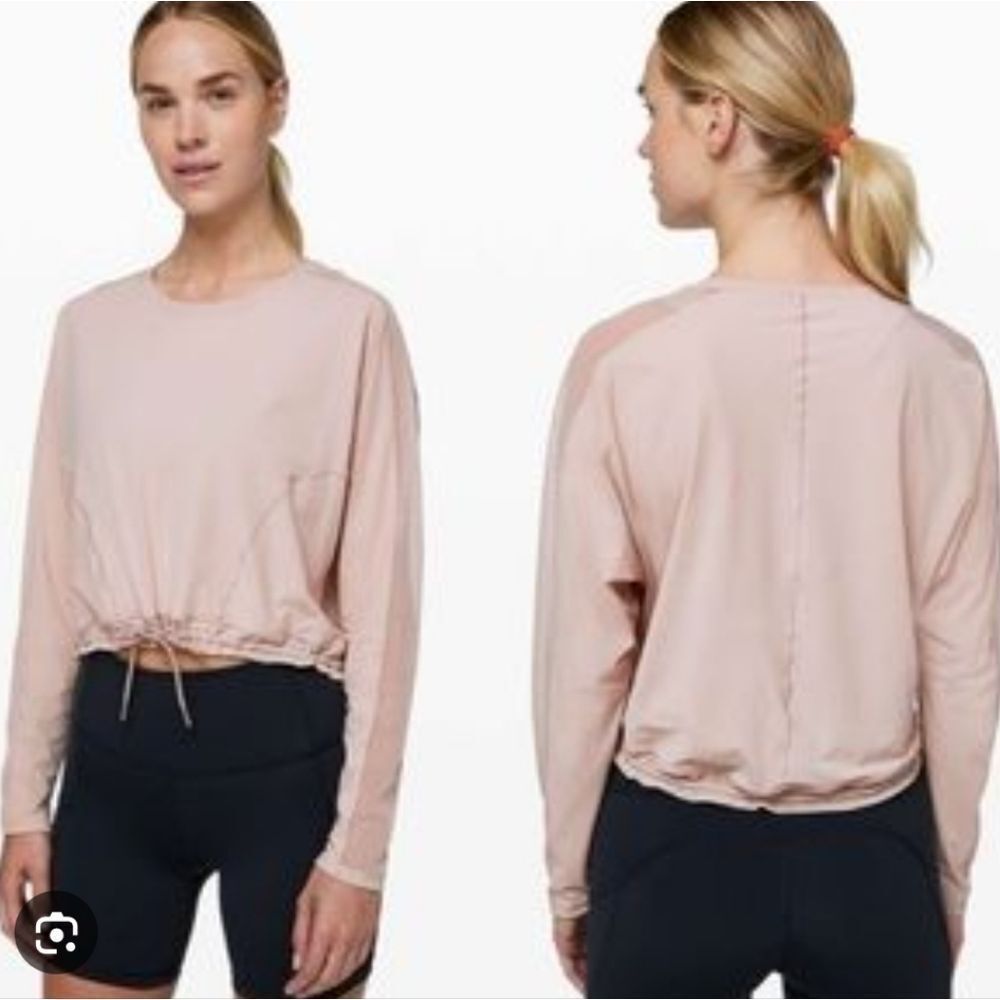 Lululemon Reach for the Run Long Sleeve Muse Light Pink Sheer Arms Size 4